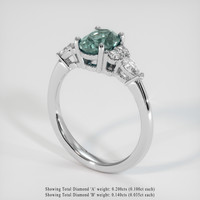 1.39 Ct. Bluish Green Sapphire Ring, 10K White Gold 2