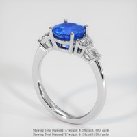 2.14 Ct. Blue Sapphire Ring, 14K White Gold 2