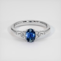 0.79 Ct. Blue Sapphire Ring, 14K White Gold 1