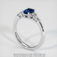 0.79 Ct. Blue Sapphire Ring, 14K White Gold 2