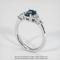 1.22 Ct. Greyish Blue Sapphire Ring, 14K White Gold 2