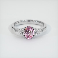 0.85 Ct. Pink Sapphire Ring, 18K White Gold 1
