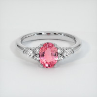 1.04 Ct. Padparadscha Sapphire Ring, 18K White Gold 1