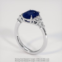 2.61 Ct. Blue Sapphire Ring, 18K White Gold 2