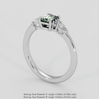 0.78 Ct. Green Sapphire Ring, 18K White Gold 2
