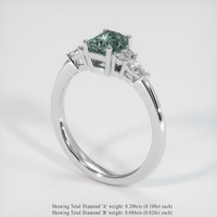 1.15 Ct. Green Sapphire Ring, 18K White Gold 2