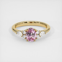 0.85 Ct. Pink Sapphire Ring, 14K Yellow Gold 1