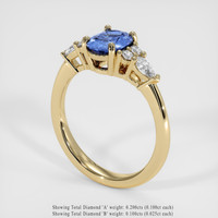 1.03 Ct. Blue Sapphire Ring, 14K Yellow Gold 2