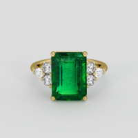 5.35 Ct. Emerald Ring, 18K Yellow Gold 1