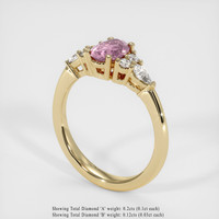 0.85 Ct. Pink Sapphire Ring, 18K Yellow Gold 2