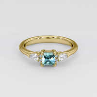 0.67 Ct. Bluish Green Sapphire Ring, 18K Yellow Gold 1