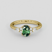 1.16 Ct. Green Sapphire Ring, 18K Yellow Gold 1