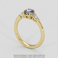 0.93 Ct. Grey Sapphire Ring, 18K Yellow Gold 2