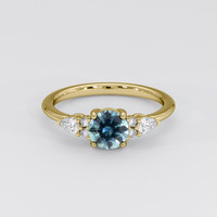 1.11 Ct. Bluish Green Sapphire Ring, 18K Yellow Gold 1