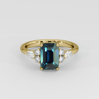 3.06 Ct. Greenish Blue Sapphire Ring, 18K Yellow Gold 1