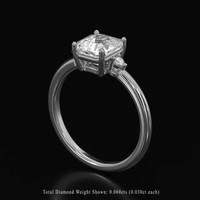 2.12 Ct. White Sapphire Ring, Platinum 950 2