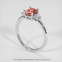 2.06 Ct. Padparadscha Sapphire Ring, Platinum 950 2