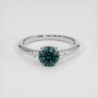 1.20 Ct. Bluish Green Sapphire Ring, Platinum 950 1