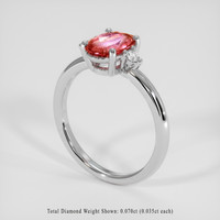 1.29 Ct. Padparadscha Sapphire Ring, Platinum 950 2