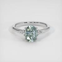 1.63 Ct. Bluish Green Sapphire Ring, Platinum 950 1