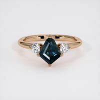 1.13 Ct. Greenish Blue Sapphire Ring, 14K Rose Gold 1