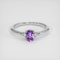 0.66 Ct. Pinkish Purple Sapphire Ring, 10K White Gold 1