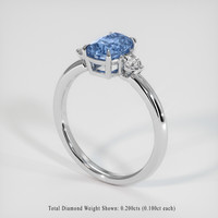1.33 Ct. Blue Sapphire Ring, 14K White Gold 2