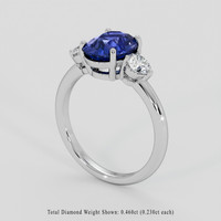 2.50 Ct. Blue Sapphire Ring, 14K White Gold 2