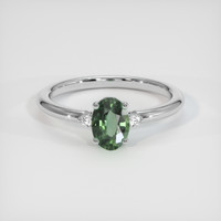 0.73 Ct. Green Sapphire Ring, 14K White Gold 1