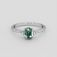 1.20 Ct. Bluish Green Sapphire Ring, 14K White Gold 1