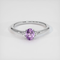 0.71 Ct. Pinkish Purple Sapphire Ring, 14K White Gold 1