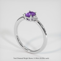 0.66 Ct. Pinkish Purple Sapphire Ring, 14K White Gold 2
