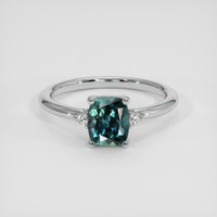 1.36 Ct. Bluish Green Sapphire Ring, 14K White Gold 1