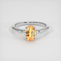 2.00 Ct. Padparadscha Sapphire Ring, 14K White Gold 1