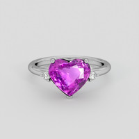 3.50 Ct. Pinkish Purple Sapphire Ring, 14K White Gold 1