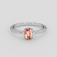 0.69 Ct. Padparadscha Sapphire Ring, 14K White Gold 1