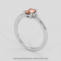 0.69 Ct. Padparadscha Sapphire Ring, 14K White Gold 2