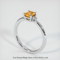 0.70 Ct. Orange Sapphire Ring, 14K White Gold 2