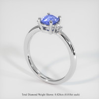 0.67 Ct. Blue Sapphire Ring, 18K White Gold 2