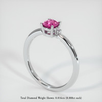0.44 Ct. Pink Sapphire Ring, 18K White Gold 2