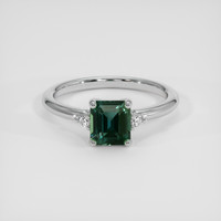 1.11 Ct. Greenish Blue Sapphire Ring, 18K White Gold 1