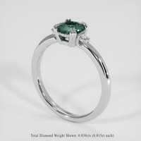 0.72 Ct. Bluish Green Sapphire Ring, 18K White Gold 2
