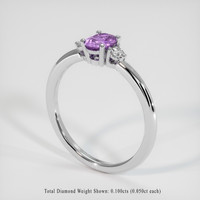 0.71 Ct. Pinkish Purple Sapphire Ring, 18K White Gold 2