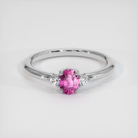 0.51 Ct. Pink Sapphire Ring, 18K White Gold 1