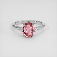 2.04 Ct. Padparadscha Sapphire Ring, 18K White Gold 1