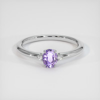 0.62 Ct. Purple Sapphire Ring, 18K White Gold 1