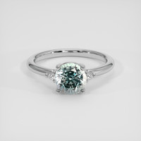 1.79 Ct. Bluish Green Sapphire Ring, 18K White Gold 1