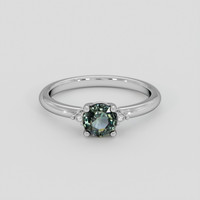 0.85 Ct. Green Sapphire Ring, 18K White Gold 1