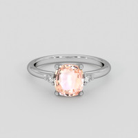 1.58 Ct. Padparadscha Sapphire Ring, 18K White Gold 1