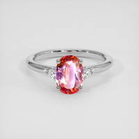 1.29 Ct. Padparadscha Sapphire Ring, 18K White Gold 1